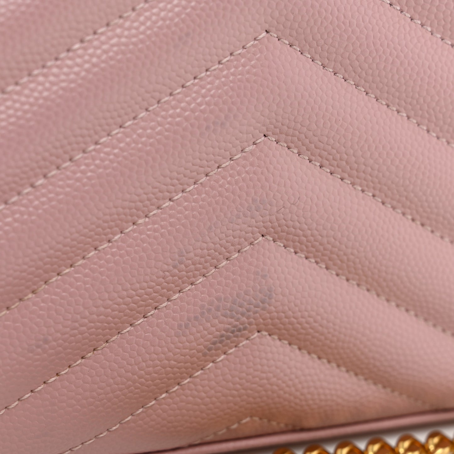 Grain De Poudre Matelasse Chevron Monogram Chain Wallet Tender Pink