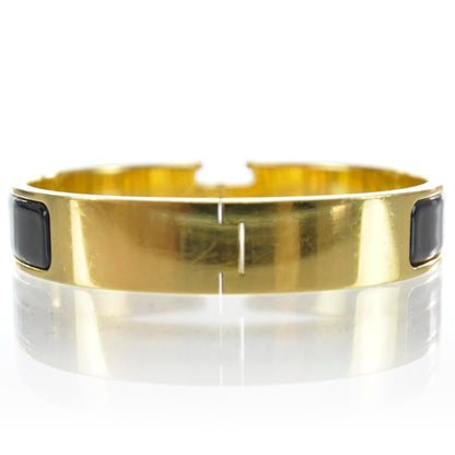 Hermes Enamel Narrow Clic Clac H Bracelet Black Gold 2 of 7