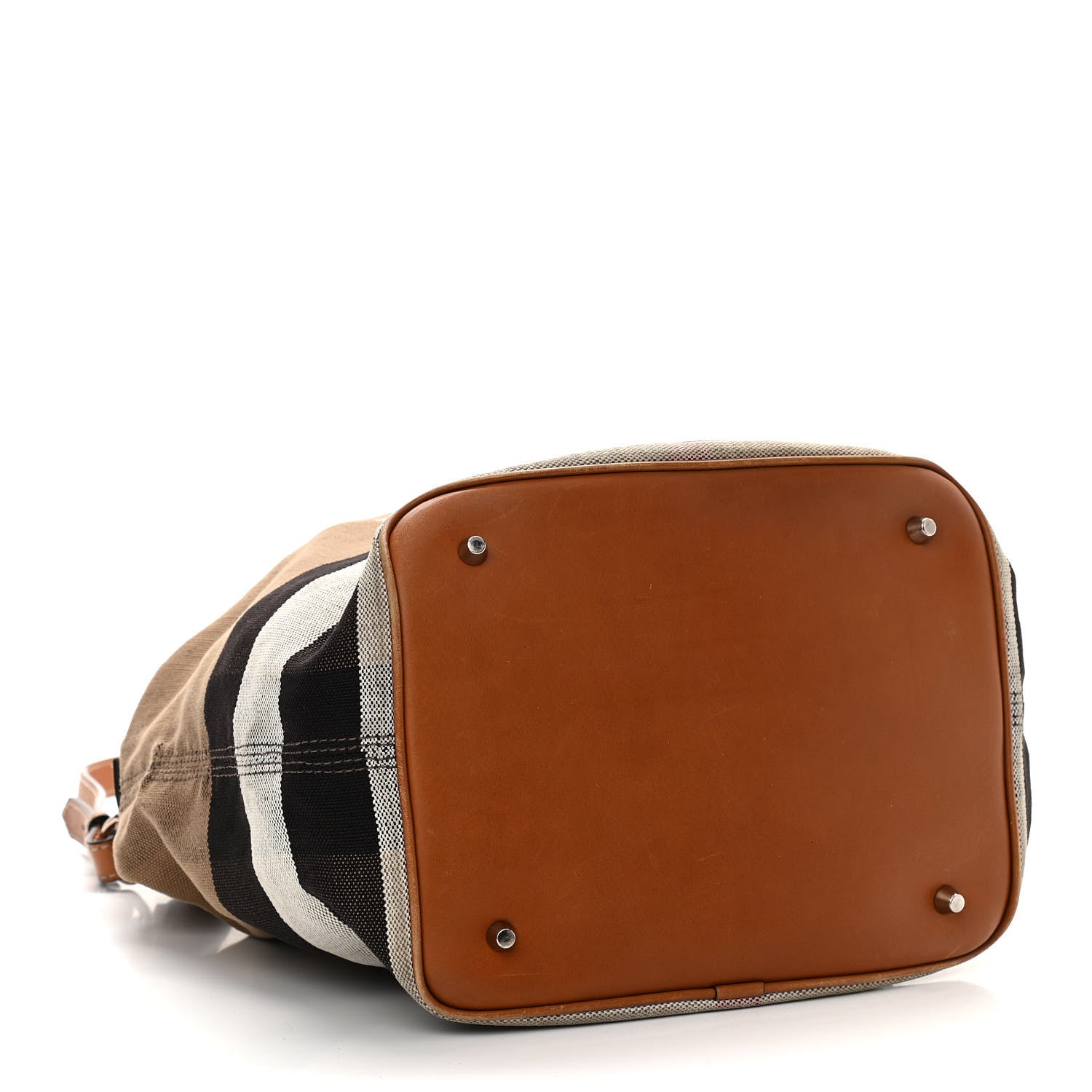 Burberry Canvas Mega Check Medium Ashby Hobo Saddle Brown 4 of 13