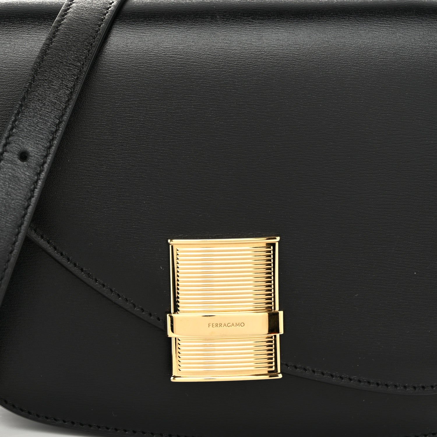 Salvatore Ferragamo Dappled Calfskin XS Fiamma Crossbody Bag Black 7 of 10