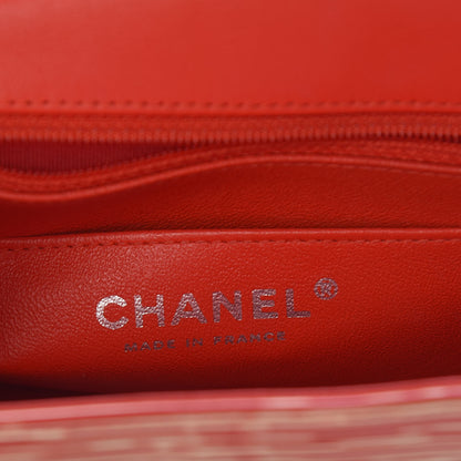 Chanel Patent Calfskin Striped Mini Square Flap Red 6 of 11