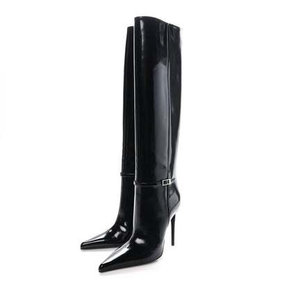 Saint Laurent Glazed Calfskin Vendome 110 Boots 38 Black 3 of 9