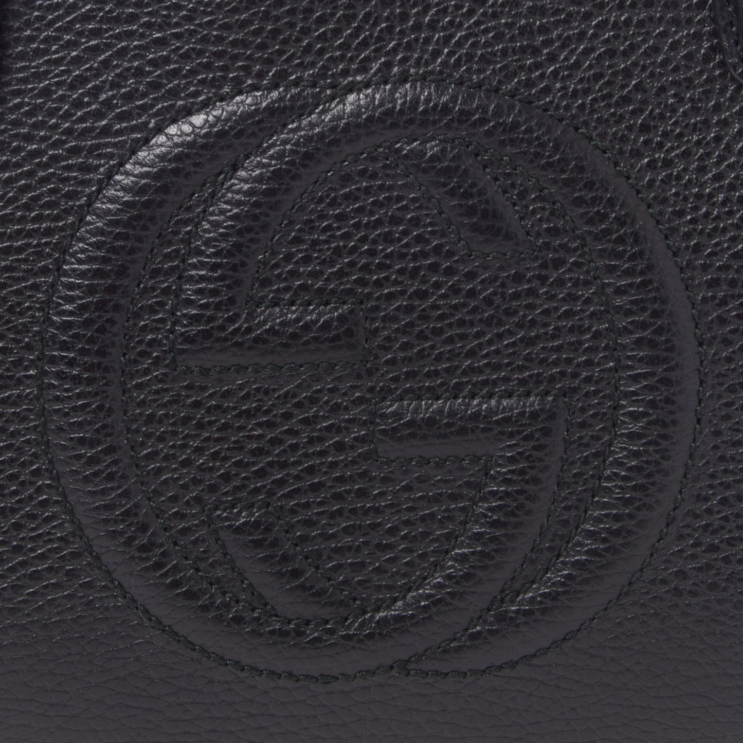 Pebbled Calfskin Medium Soho Top Handle Satchel Black