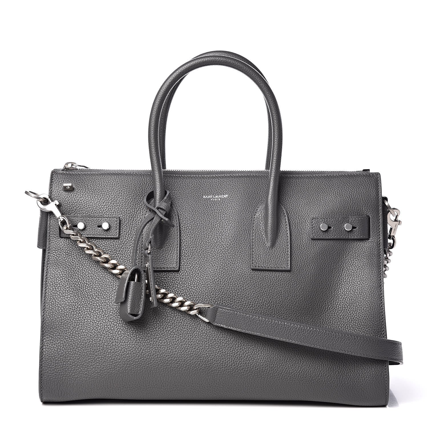 Saint Laurent Grained Calfskin Small Supple Sac De Jour Grey 1 of 15
