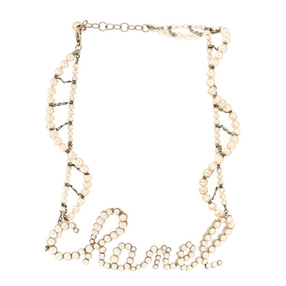 Chanel Metal Glass Swirling Pearls Necklace Gold 3 of 5