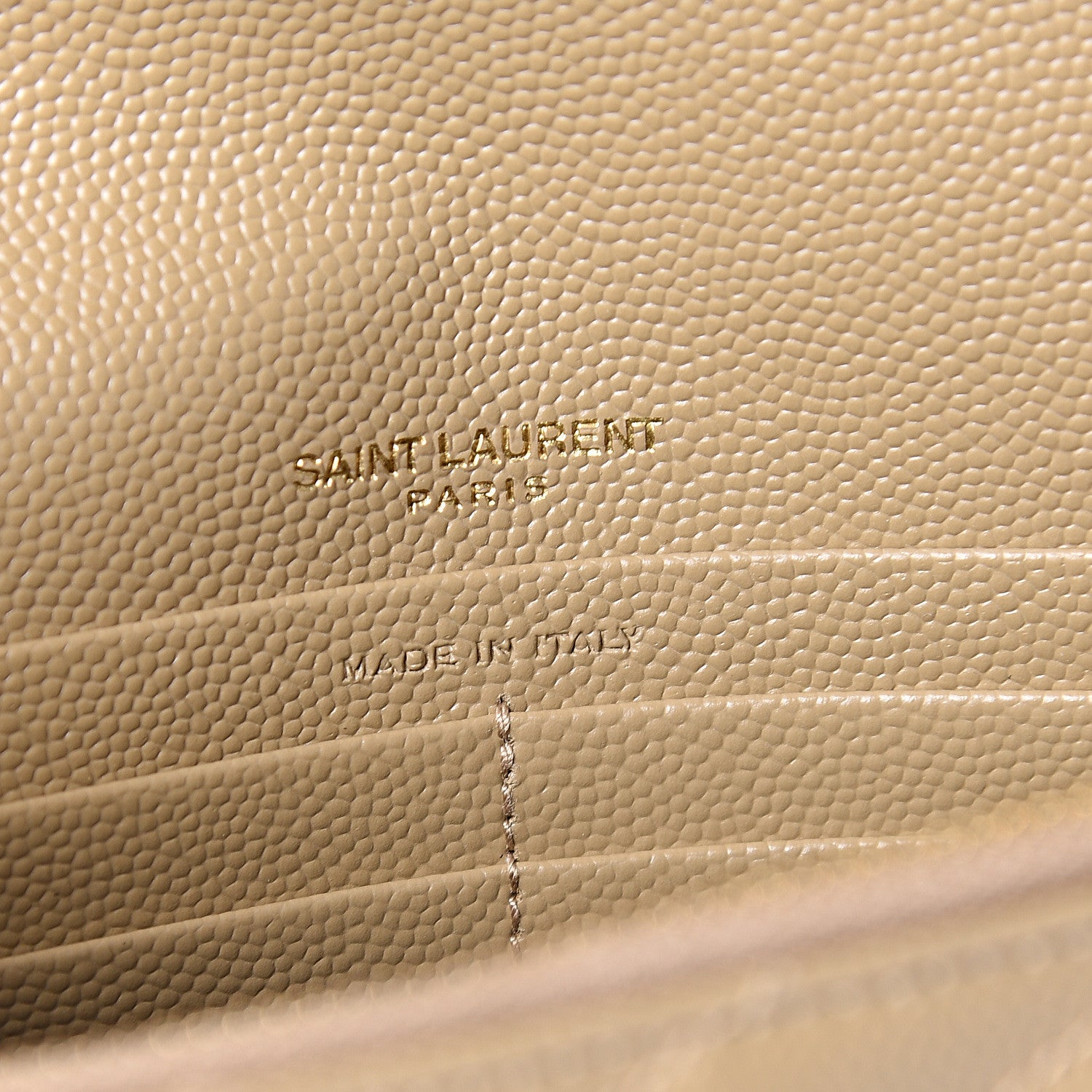 Saint Laurent Grain De Poudre Matelasse Chevron Monogram Envelope Chain Wallet Taupe 5 of 10