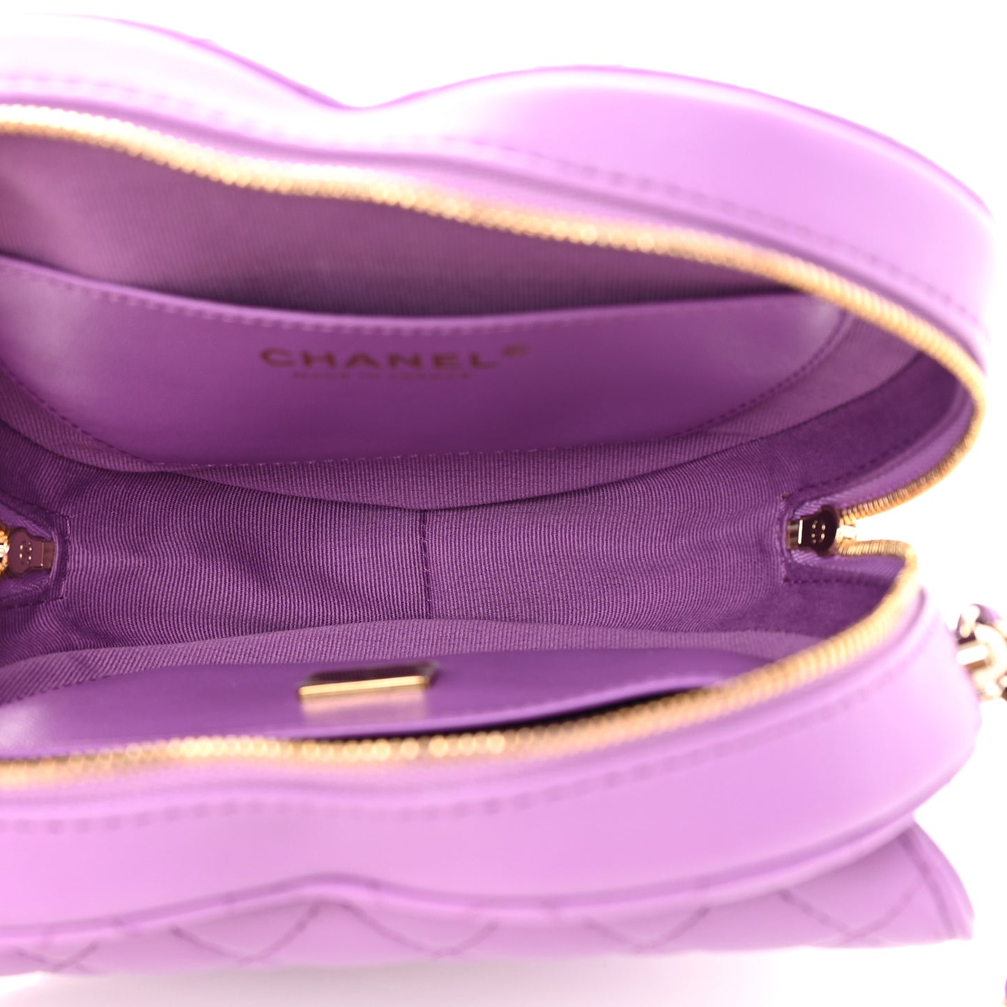 Lambskin Quilted CC In Love Heart Bag Purple