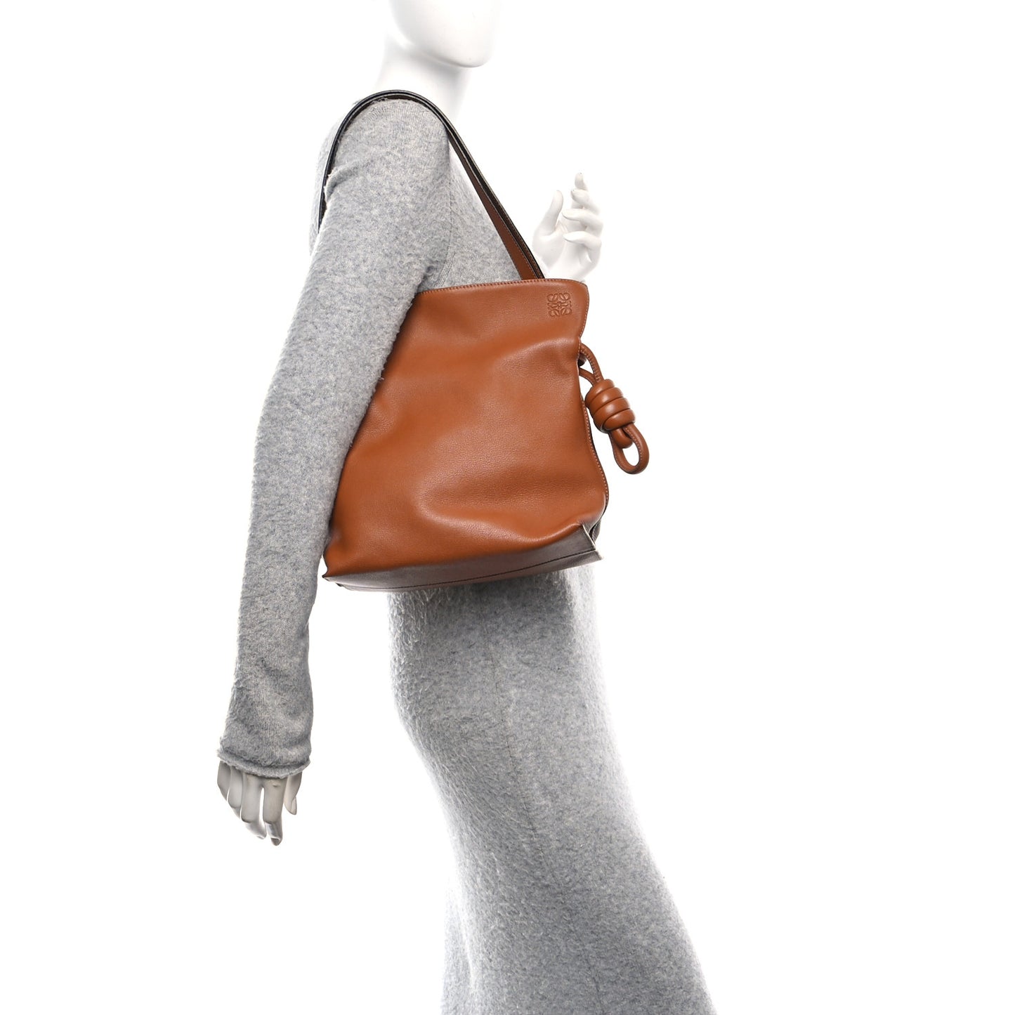 Calfskin Small Flamenco Knot Bag Warm Desert