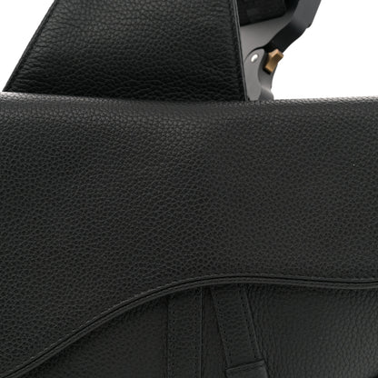 Christian Dior Grained Calfskin Mens Saddle Bag Black 8 of 13