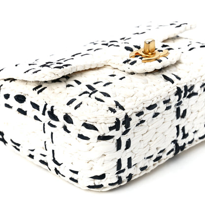 Chanel Raffia Effect Tweedy Mini Flap Bag White Black 11 of 12