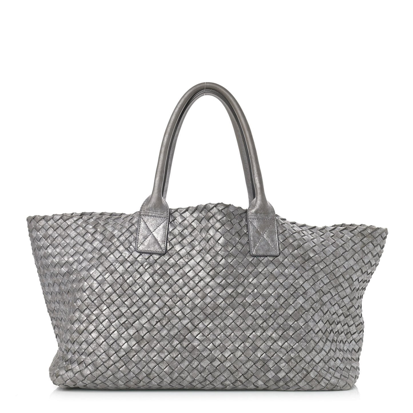 Metallic Nappa Intrecciato Medium Moon Cabat Silver