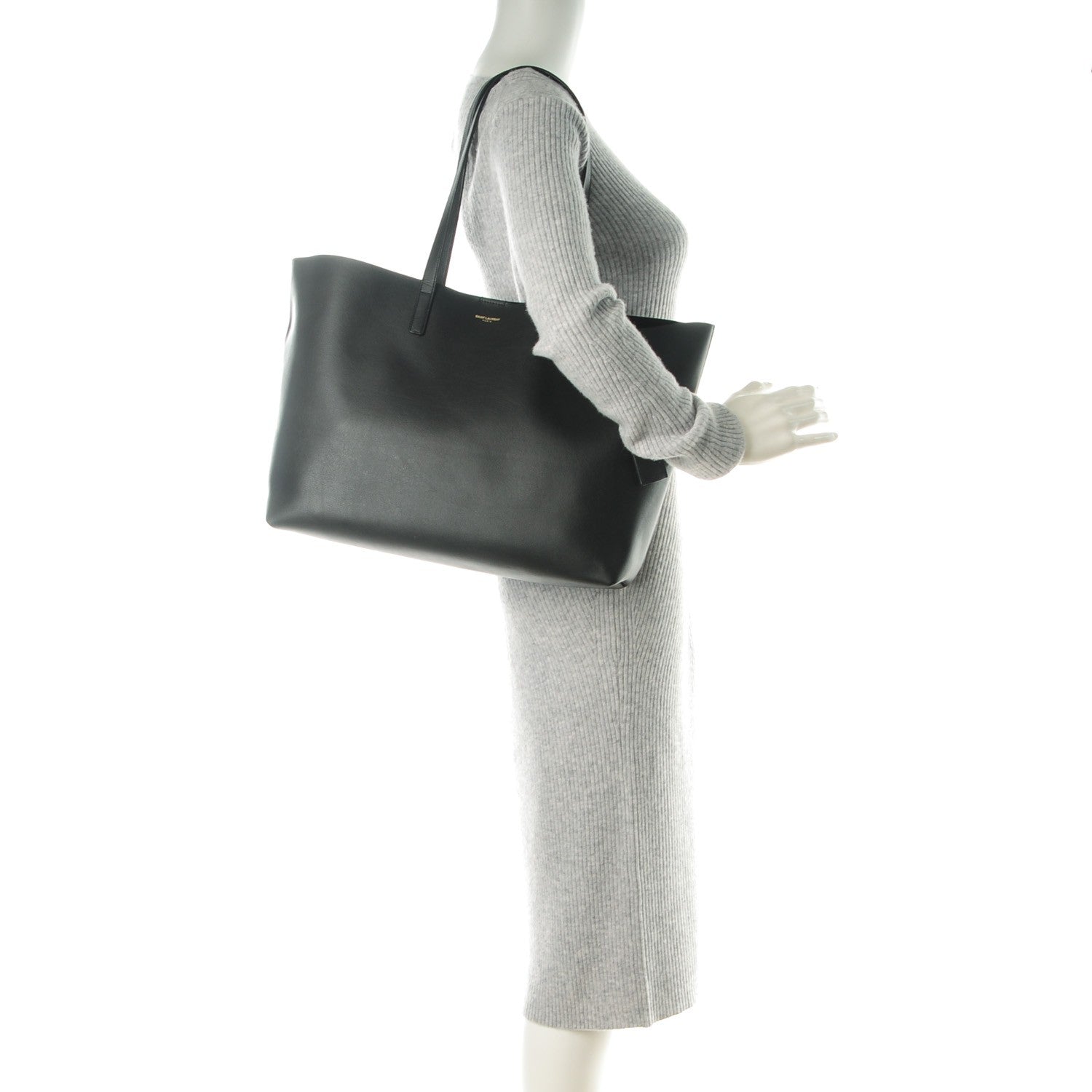 Saint Laurent Calfskin Large Shopping Tote Black 2 of 9