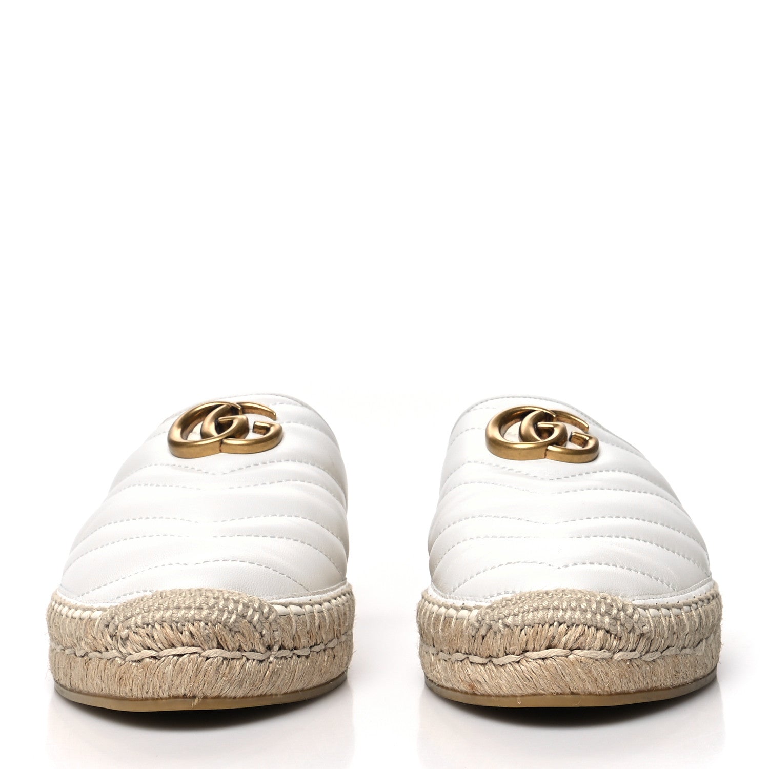 Gucci Nappa Matelasse GG Marmont Espadrille Slippers 41 Great White 2 of 10