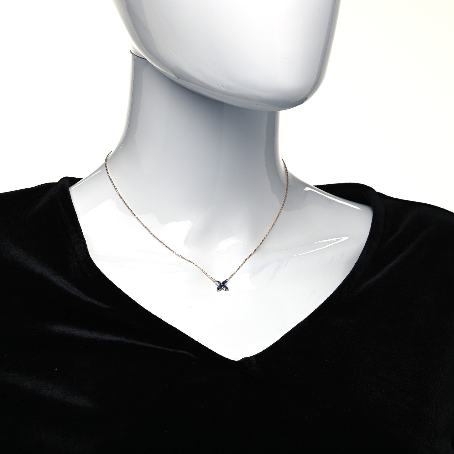 Tiffany 18K Yellow Gold Sapphire Small Victoria Necklace 9 of 10