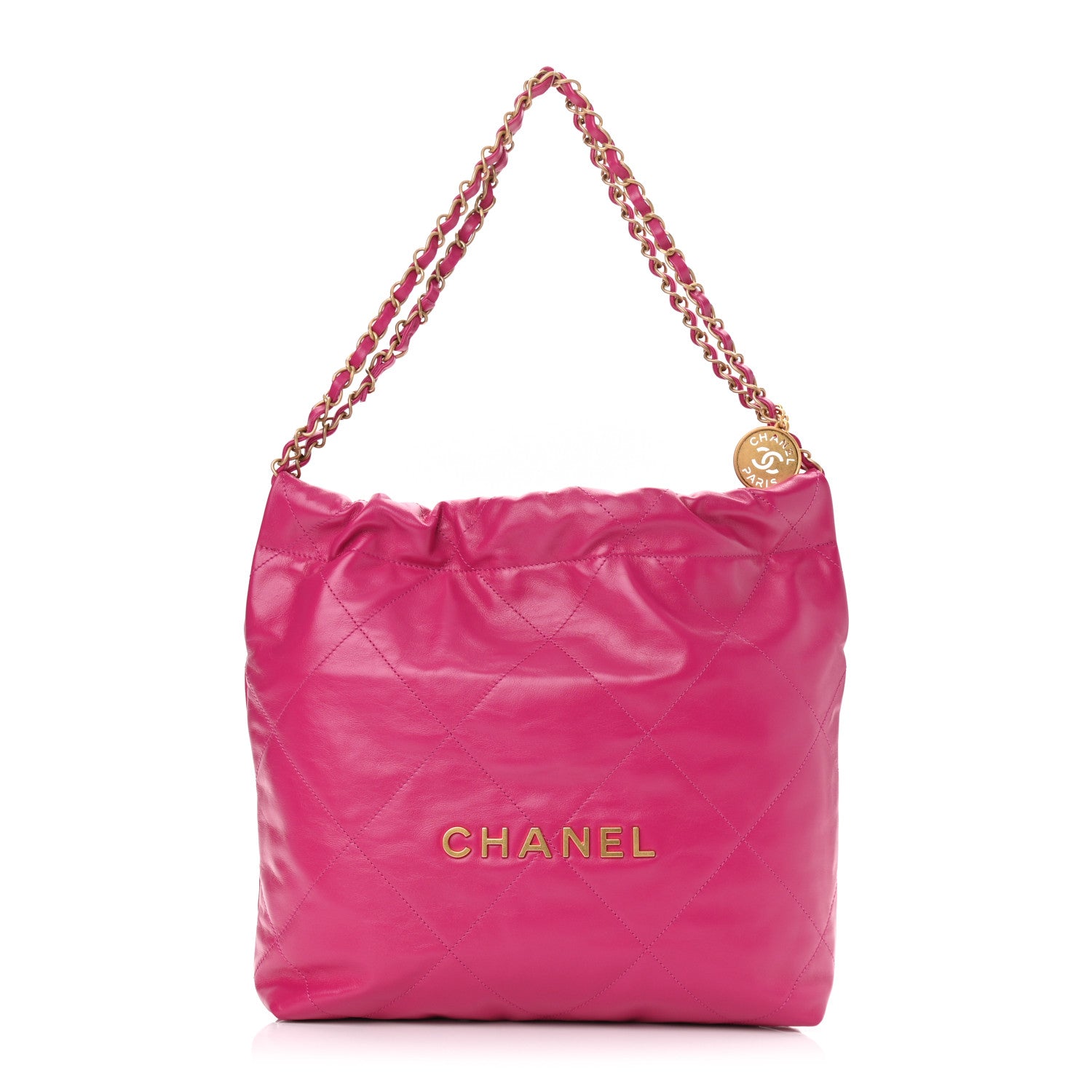 Chanel Shiny Calfskin Quilted Small Chanel 22 Fuchsia 1 of 12