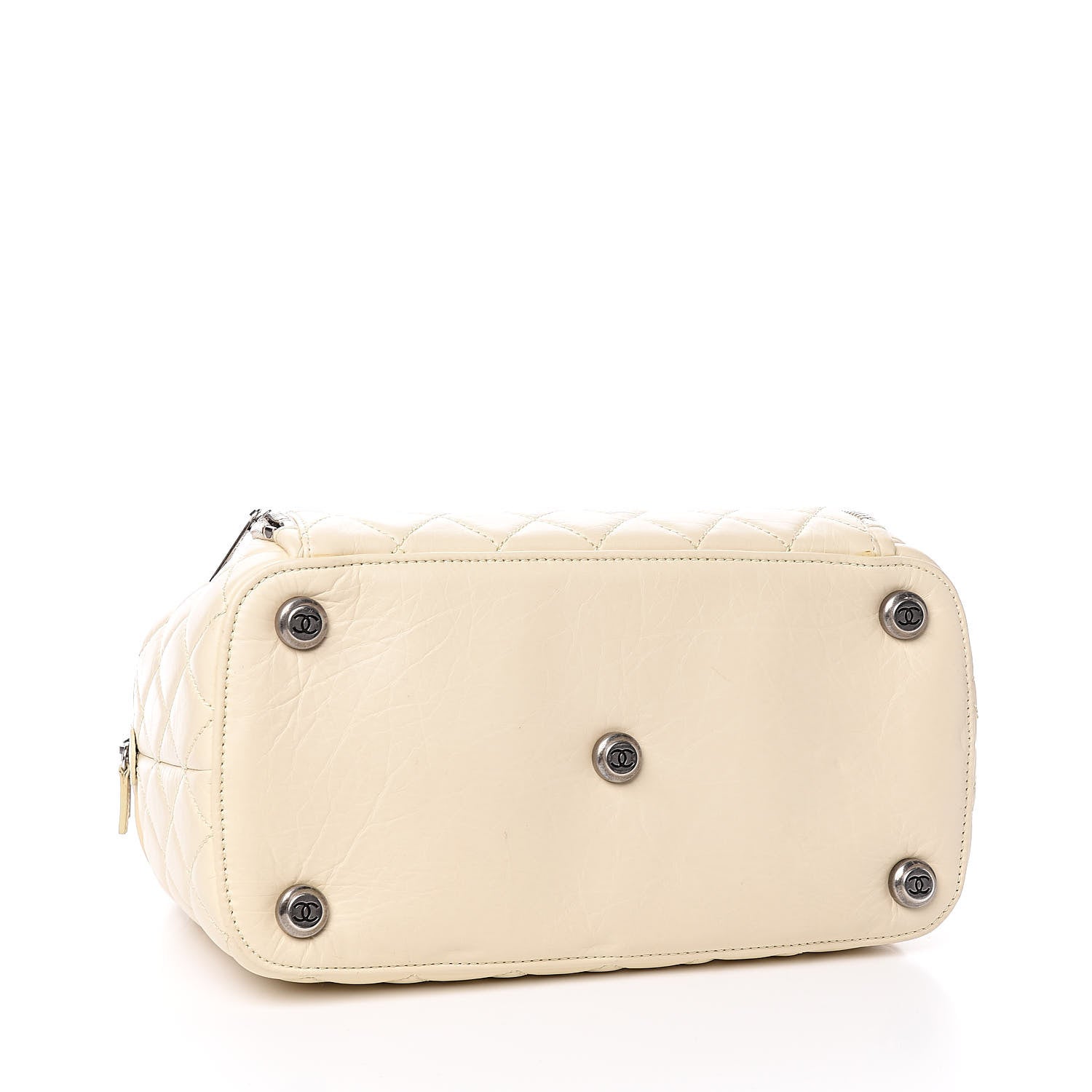 Chanel Distressed Lambskin Quilted Paris New York PNY Medium Travel Bag Ivory 9 of 20