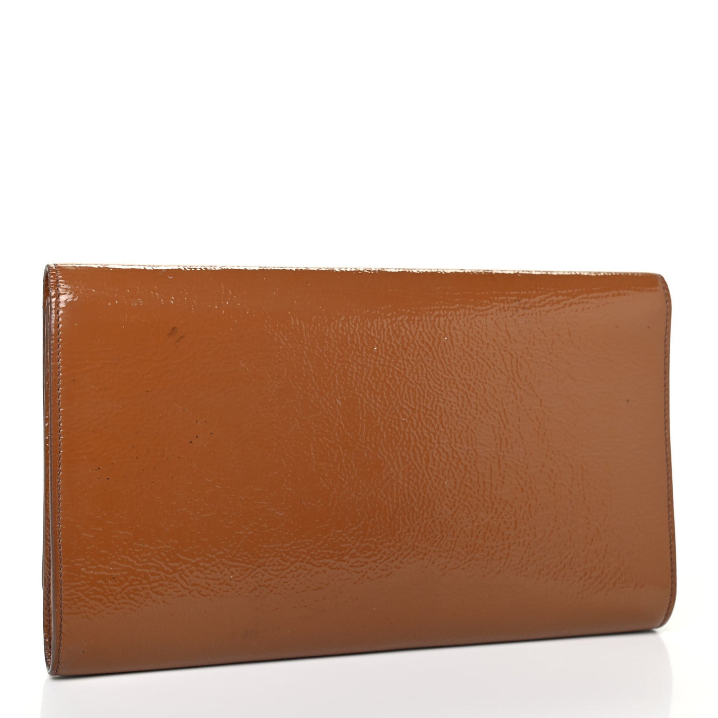 Textured Patent Calfskin Monogram Large Belle De Jour Clutch Tobacco