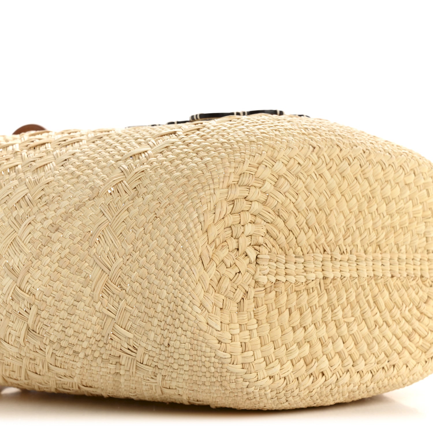 Loewe Calfskin Raffia Paulas Ibiza Medium Anagram Basket Tote Bag Natural Tan 9 of 11