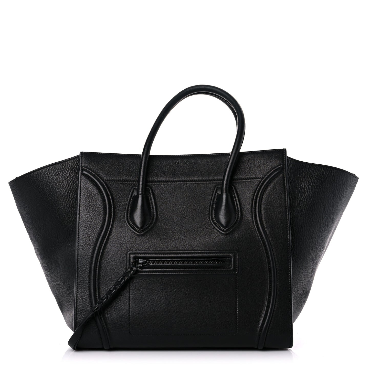 Grained Calfskin Medium Phantom Luggage Black
