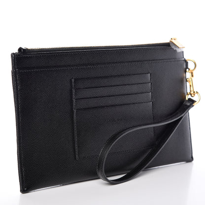 Saint Laurent Grain De Poudre Chevron Monogram Bill Pouch Black 3 of 9