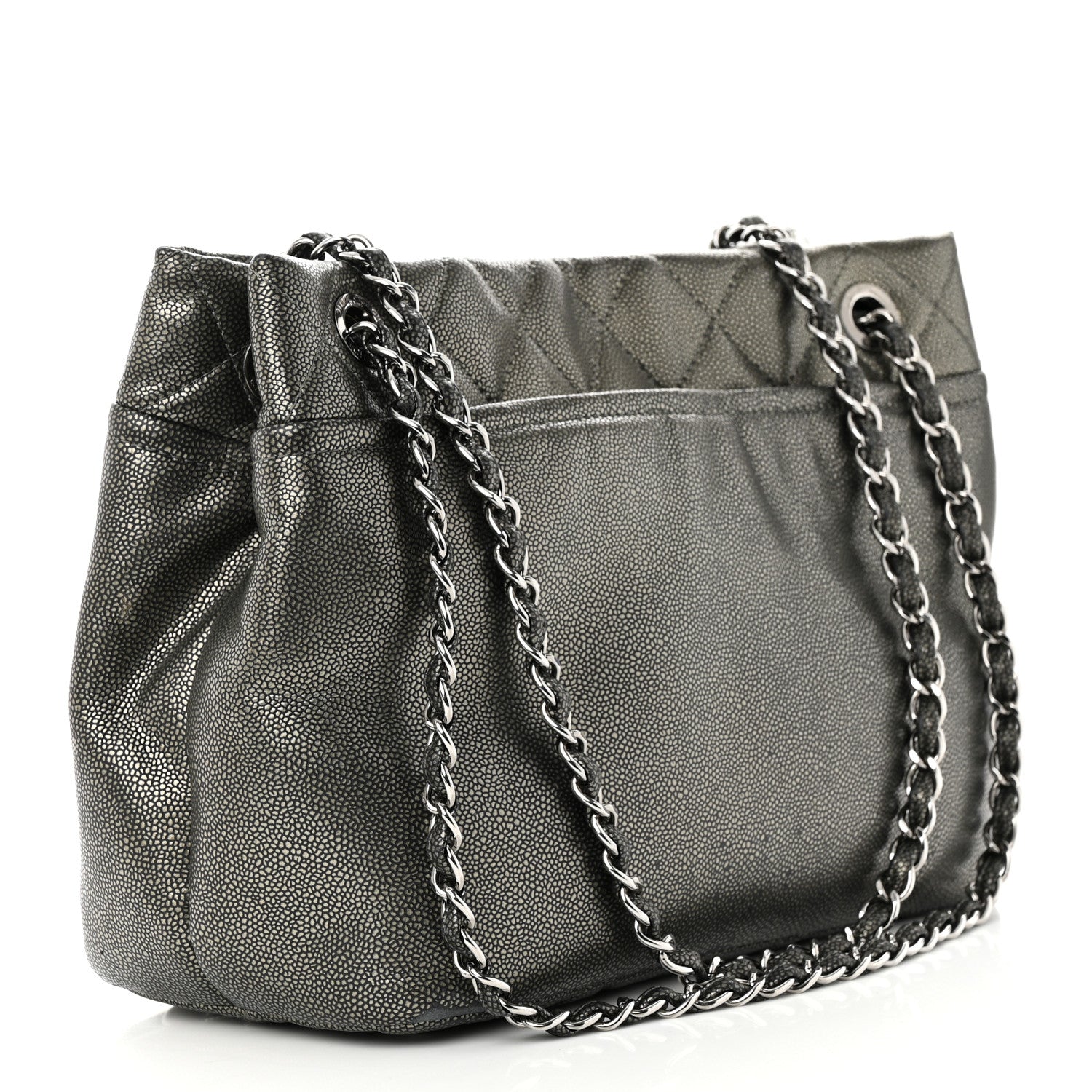 Chanel Metallic Caviar Quilted CC Timeless Tote Dark Silver 3 of 13
