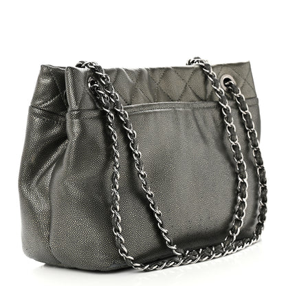 Chanel Metallic Caviar Quilted CC Timeless Tote Dark Silver 3 of 13
