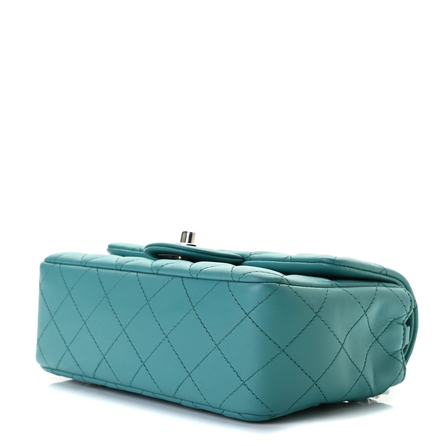 Lambskin Quilted Mini Rectangular Flap Turquoise