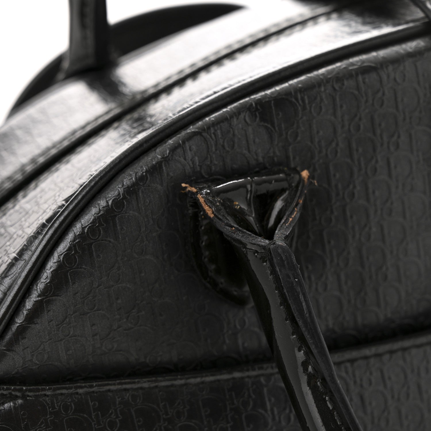 Christian Dior Patent Calfskin Embossed Saddle Bowler Black 11 of 15