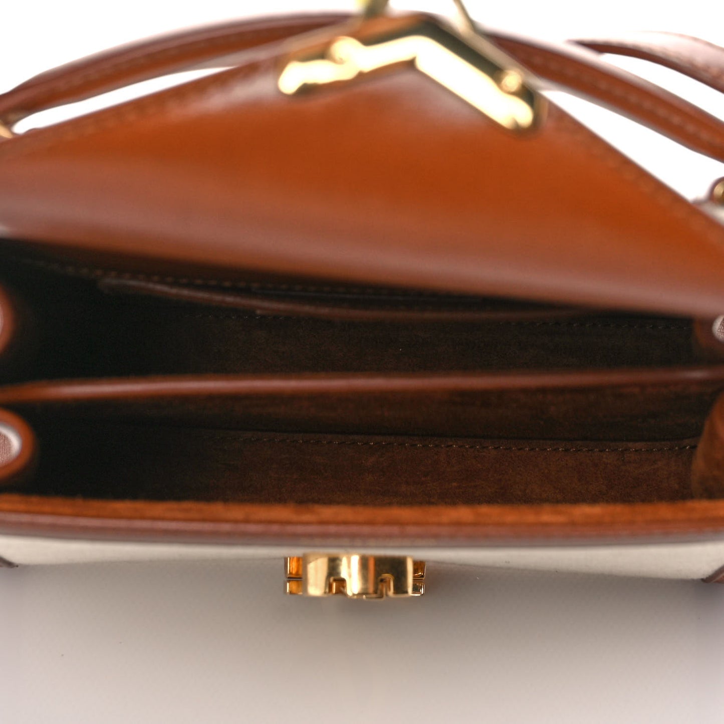 Canvas Calfskin Mini Classic Monogram Cassandra Top Handle Tan Natural
