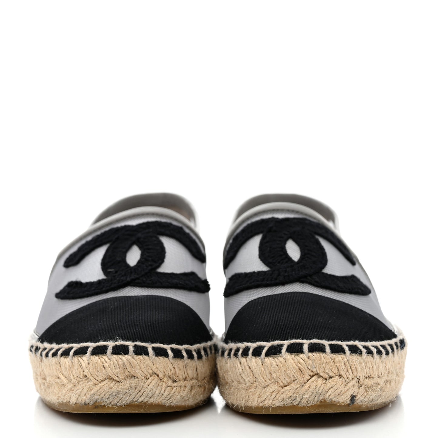 Mesh Grosgrain CC Espadrilles 35 Grey