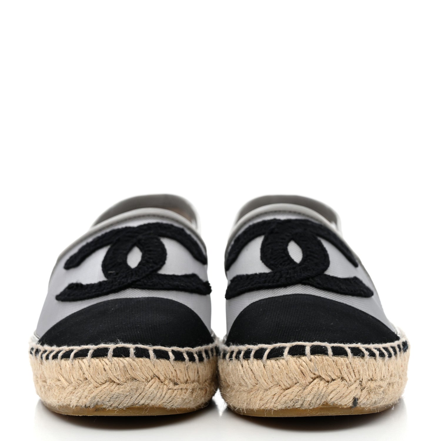 Chanel Mesh Grosgrain CC Espadrilles 35 Grey 2 of 9