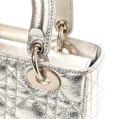 Christian Dior Metallic Grained Calfskin Cannage Small Lucky Badges My Lady Dior Silver 13 of 13