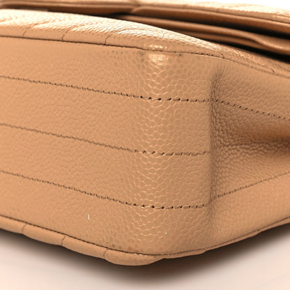 Chanel Caviar Chevron Quilted Small Double Flap Beige 10 of 12