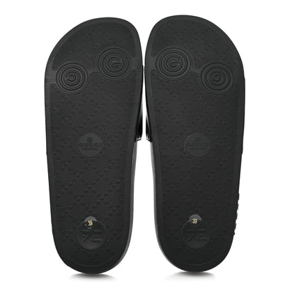 Gucci Nappa Miro Soft Calfskin Womens Interlocking G Slide Sandals 39 Black White 5 of 8