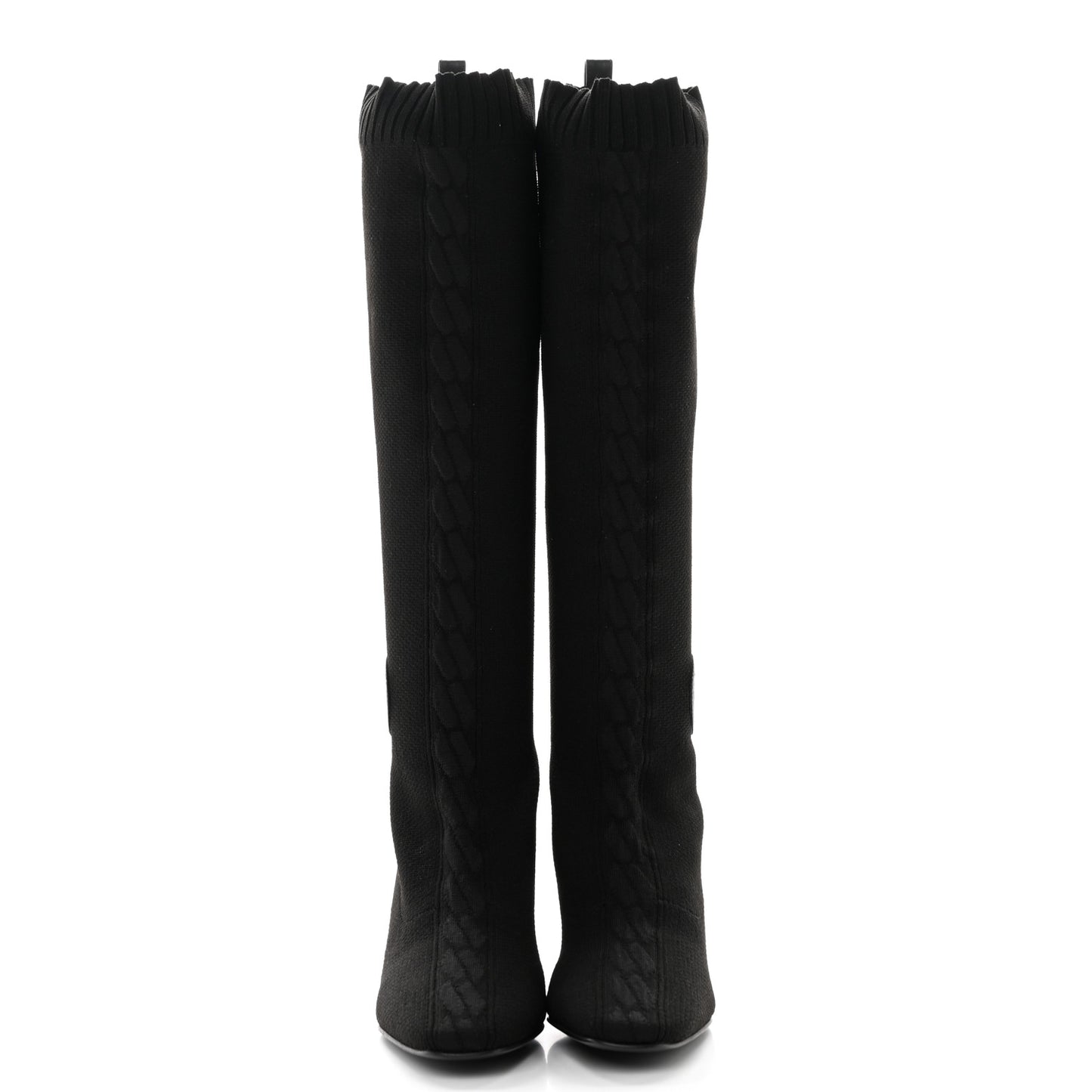 Knit Calfskin Fontaine 60 Boots 36 Black