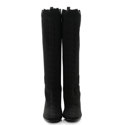 Hermes Knit Calfskin Fontaine 60 Boots 36 Black 2 of 14