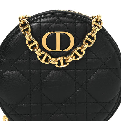 Christian Dior Calfskin Cannage Round Caro Pouch Black 8 of 10