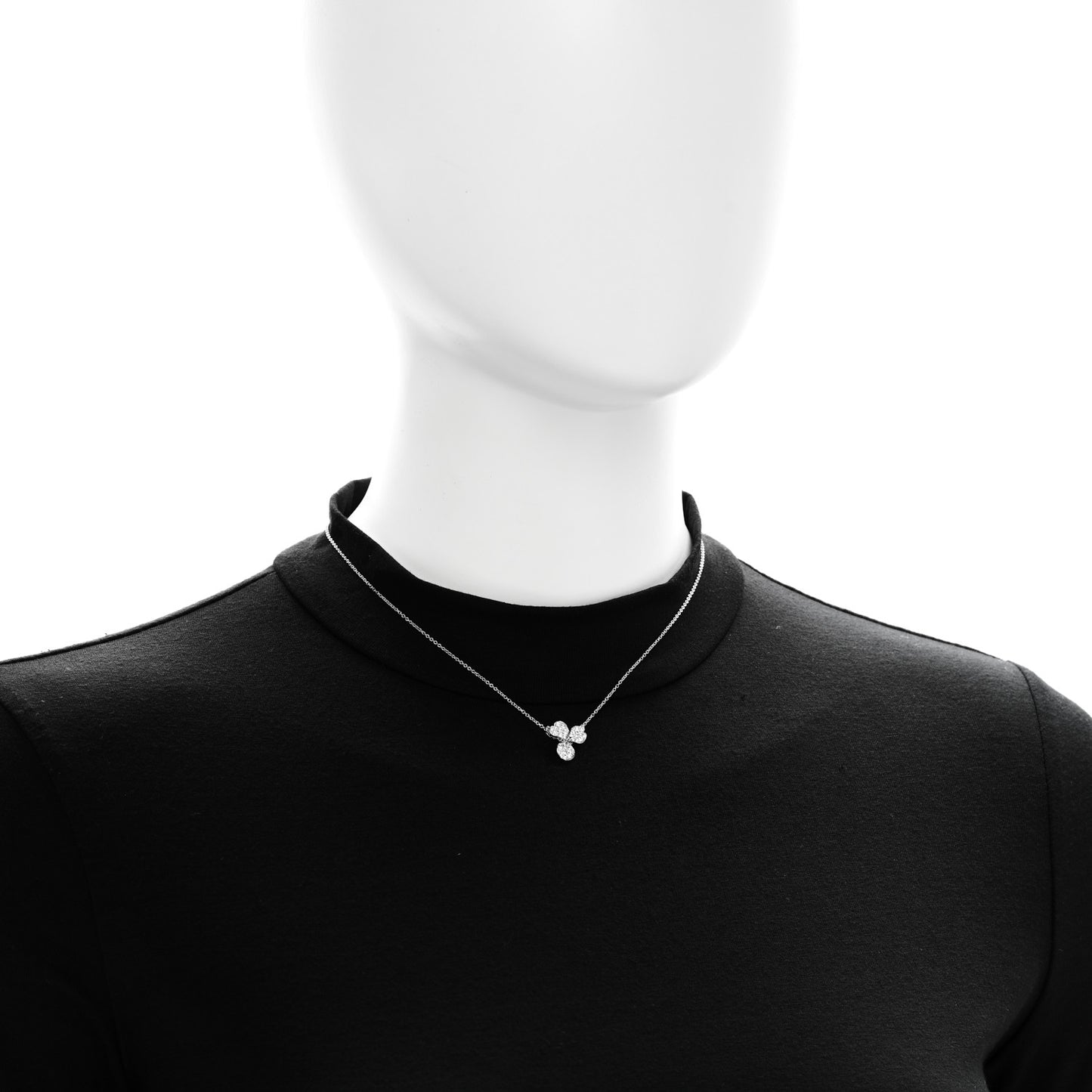 Platinum Diamond Paper Flowers Pave Pendant Necklace