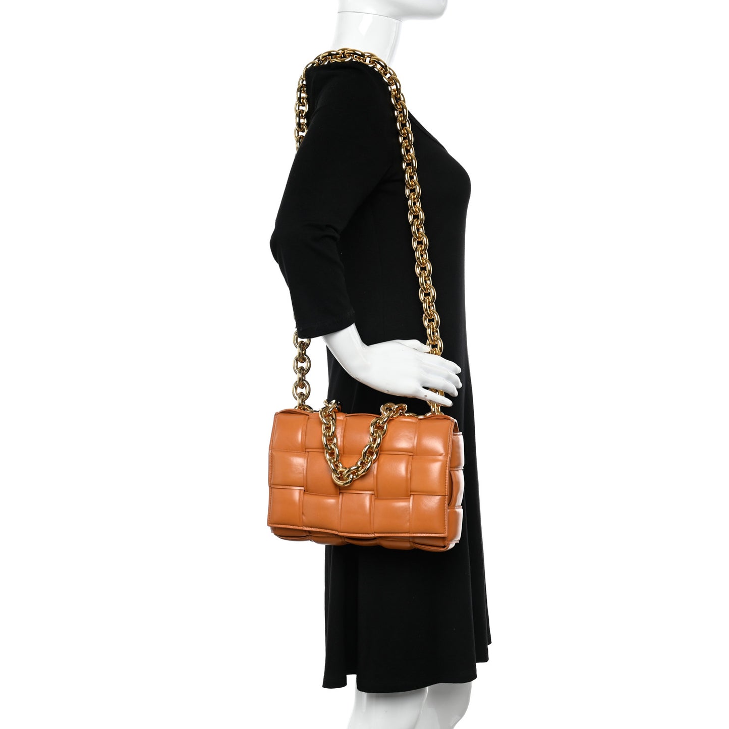 Lambskin Maxi Intreccio Padded Chain Cassette Crossbody Bag Clay