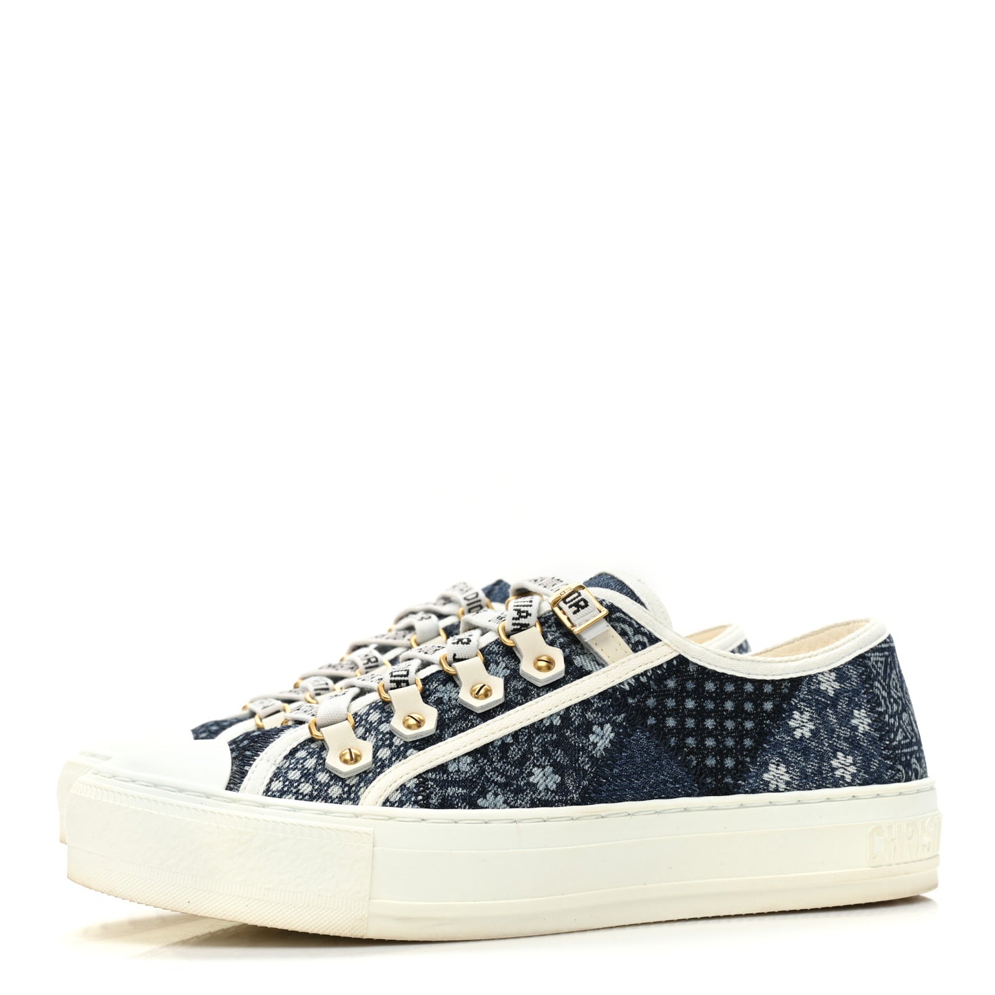 Denim Patchwork Walk'n Dior Low Top Sneakers 37 Blue