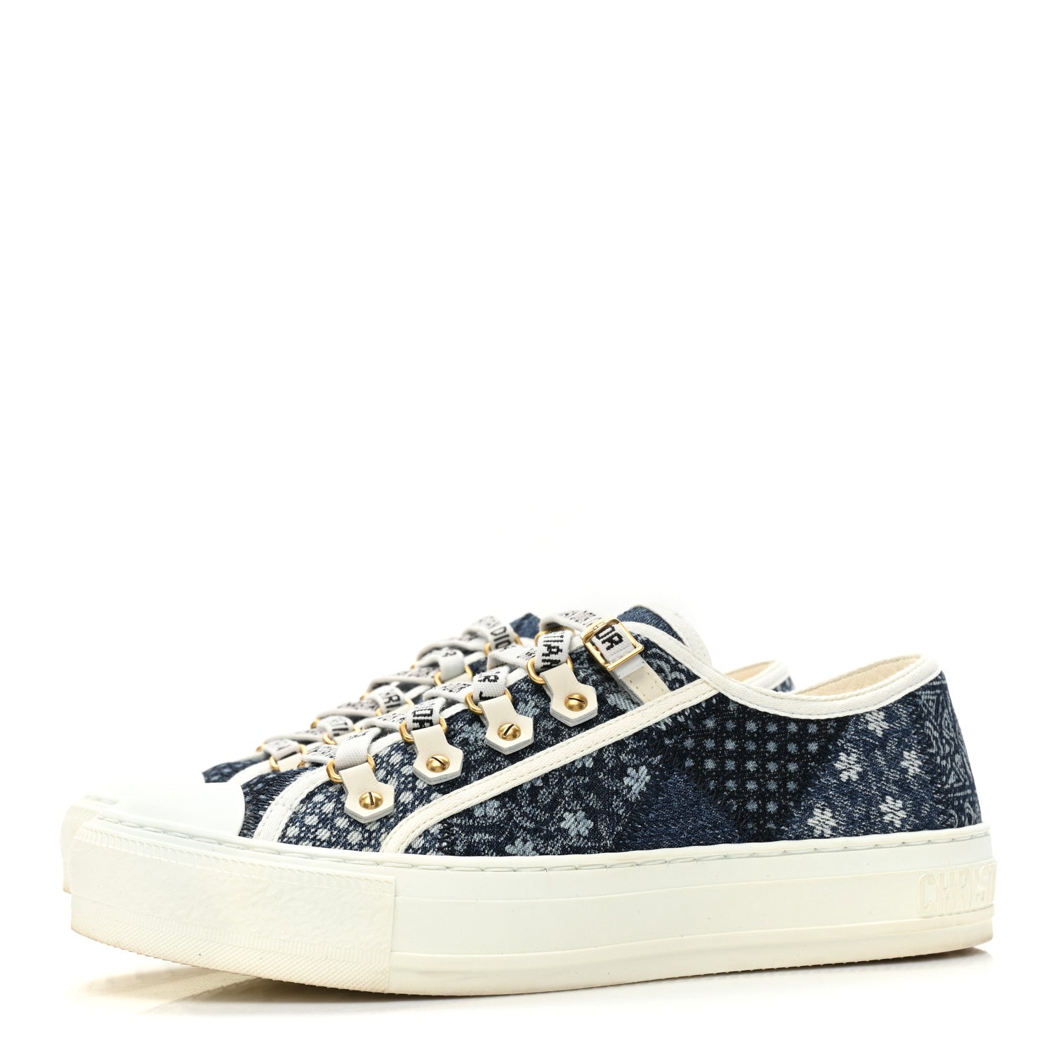Christian Dior Denim Patchwork Walk'n Dior Low Top Sneakers 37 Blue 3 of 14