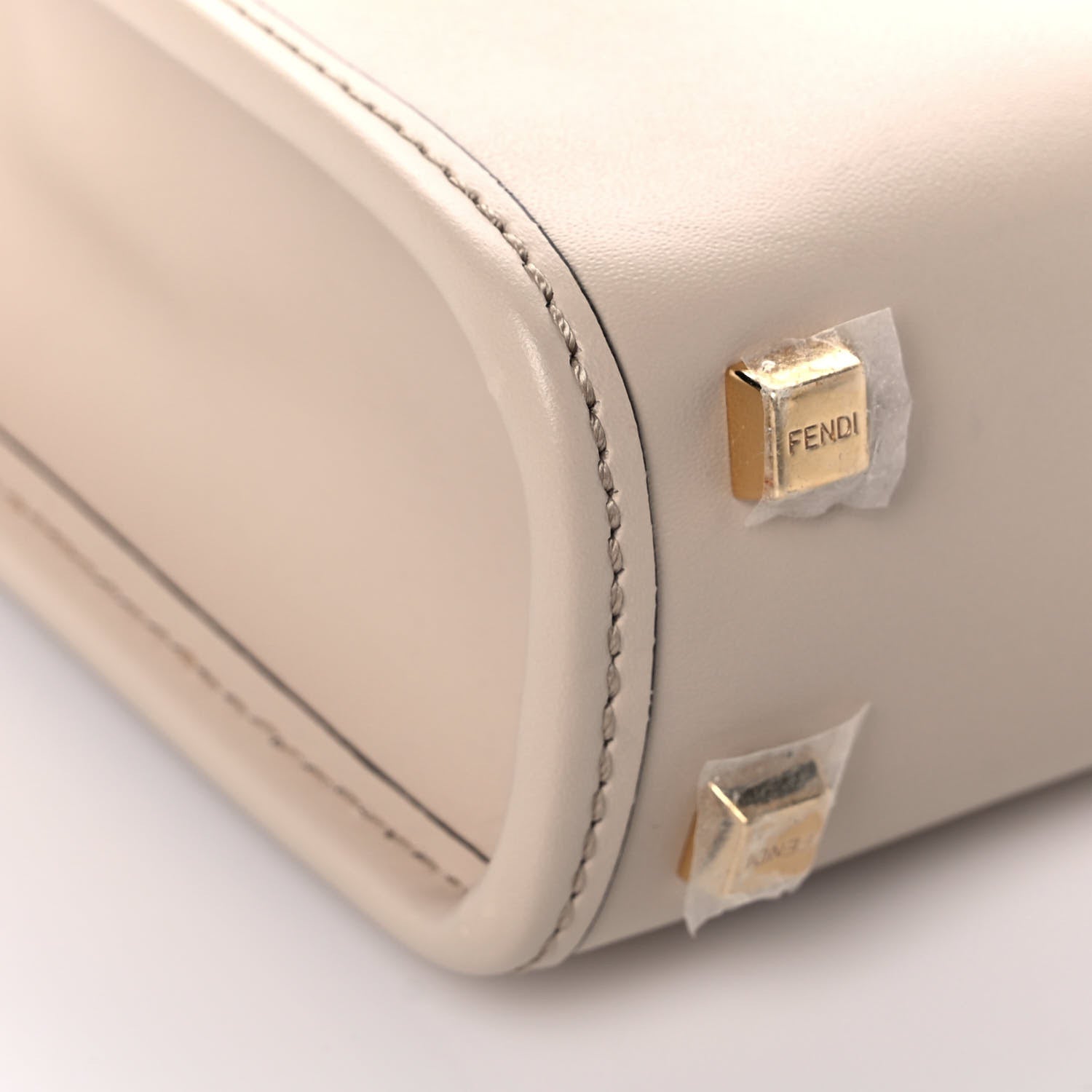 Fendi Vitello King Plexiglass Logo Embossed Mini Fendi Sunshine Shopper Tote Poudre 8 of 11