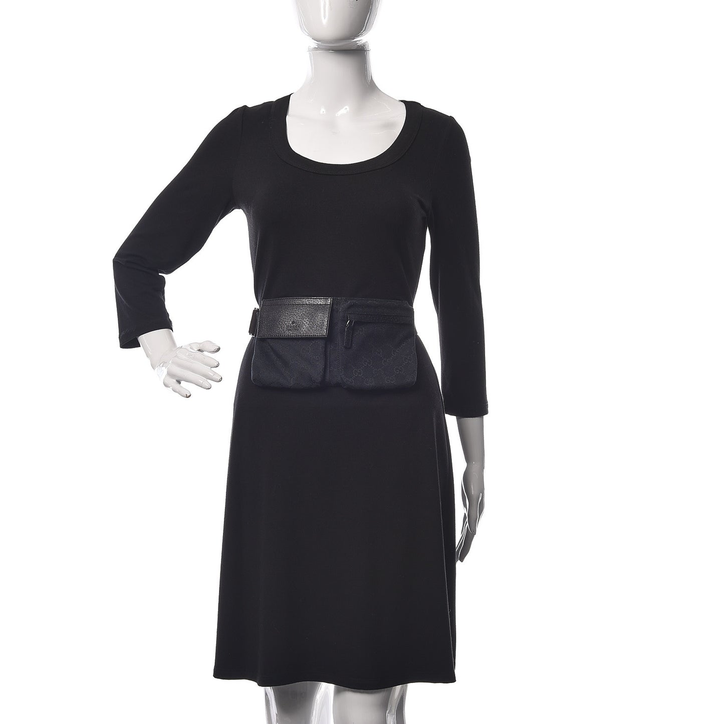 GG Monogram Double Pocket Belt Bag Black
