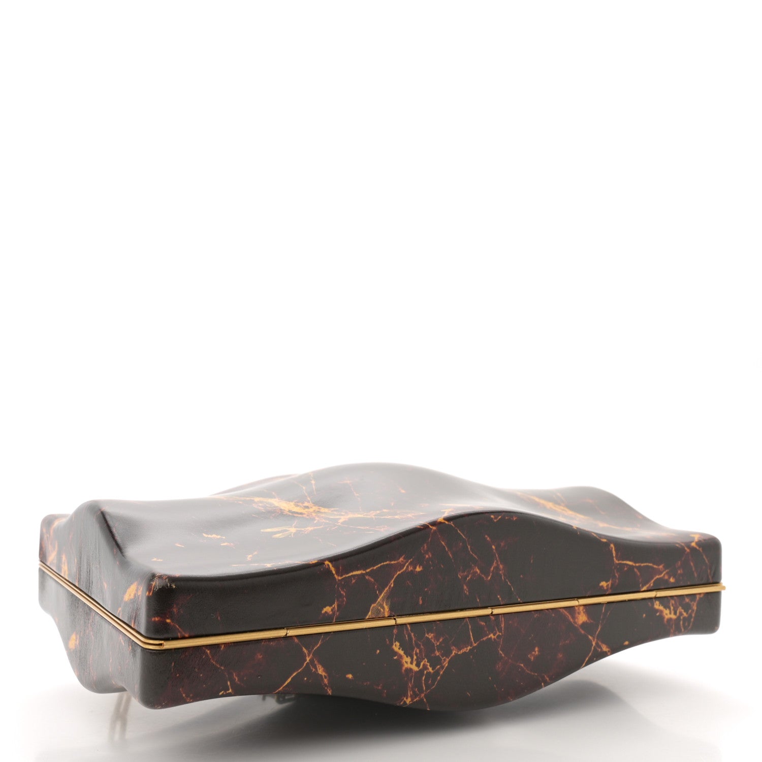 Bottega Veneta Spazzolato Calfskin Chain Clutch Gold Marble 4 of 11