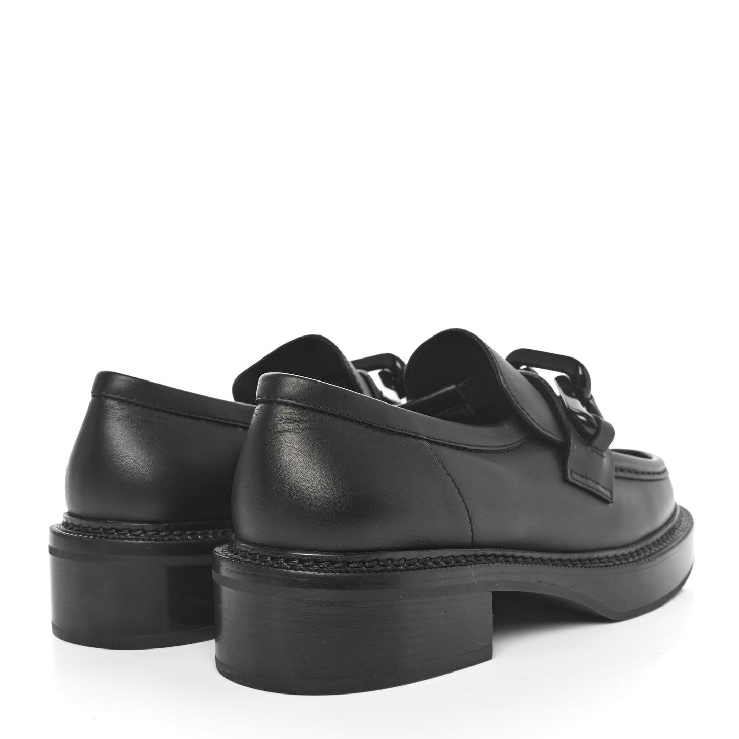 Calfskin Oversized Chain Academy Loafers 40 Black