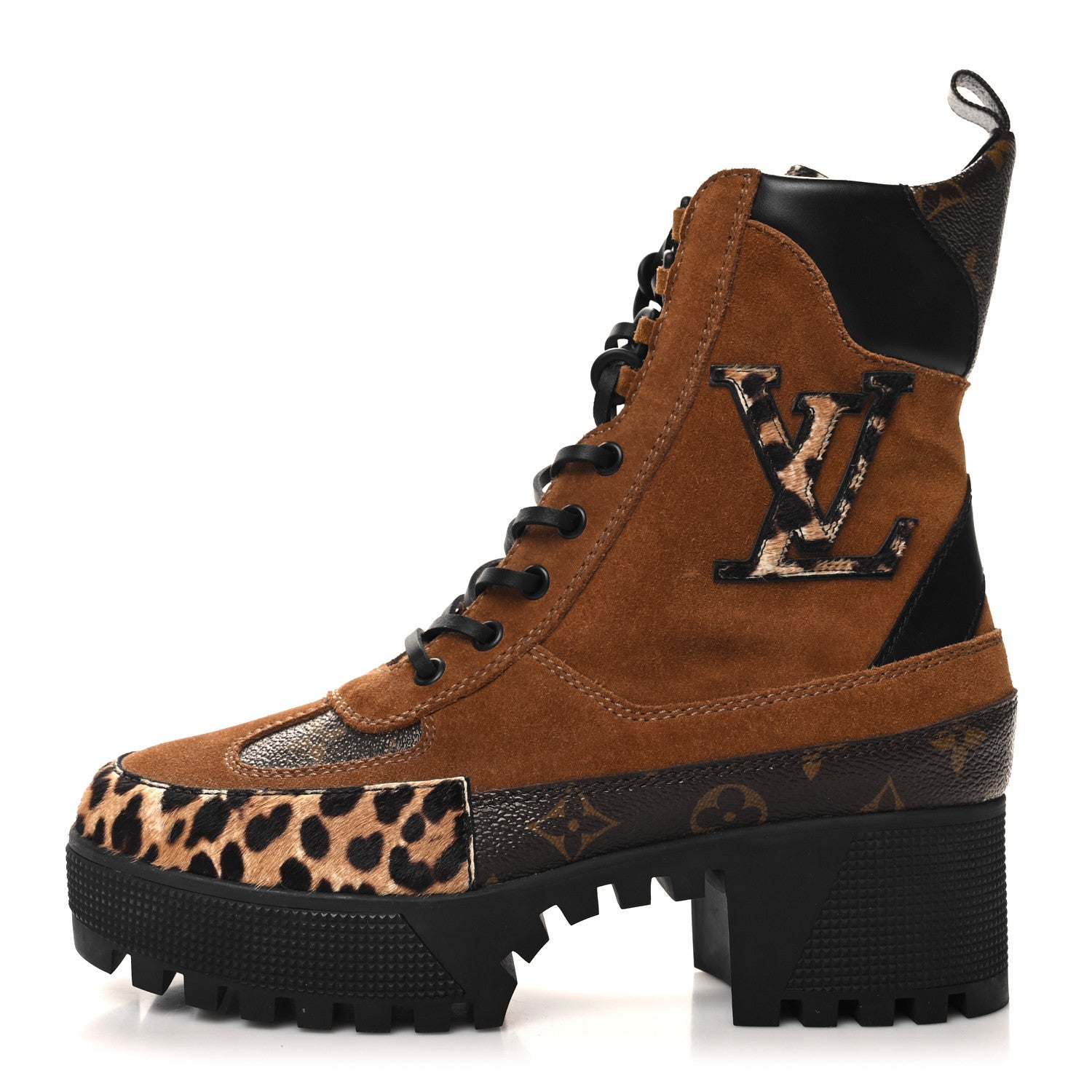 Louis Vuitton Suede Calfskin Monogram Laureate Platform Desert Boots 37.5 Cognac 1 of 8