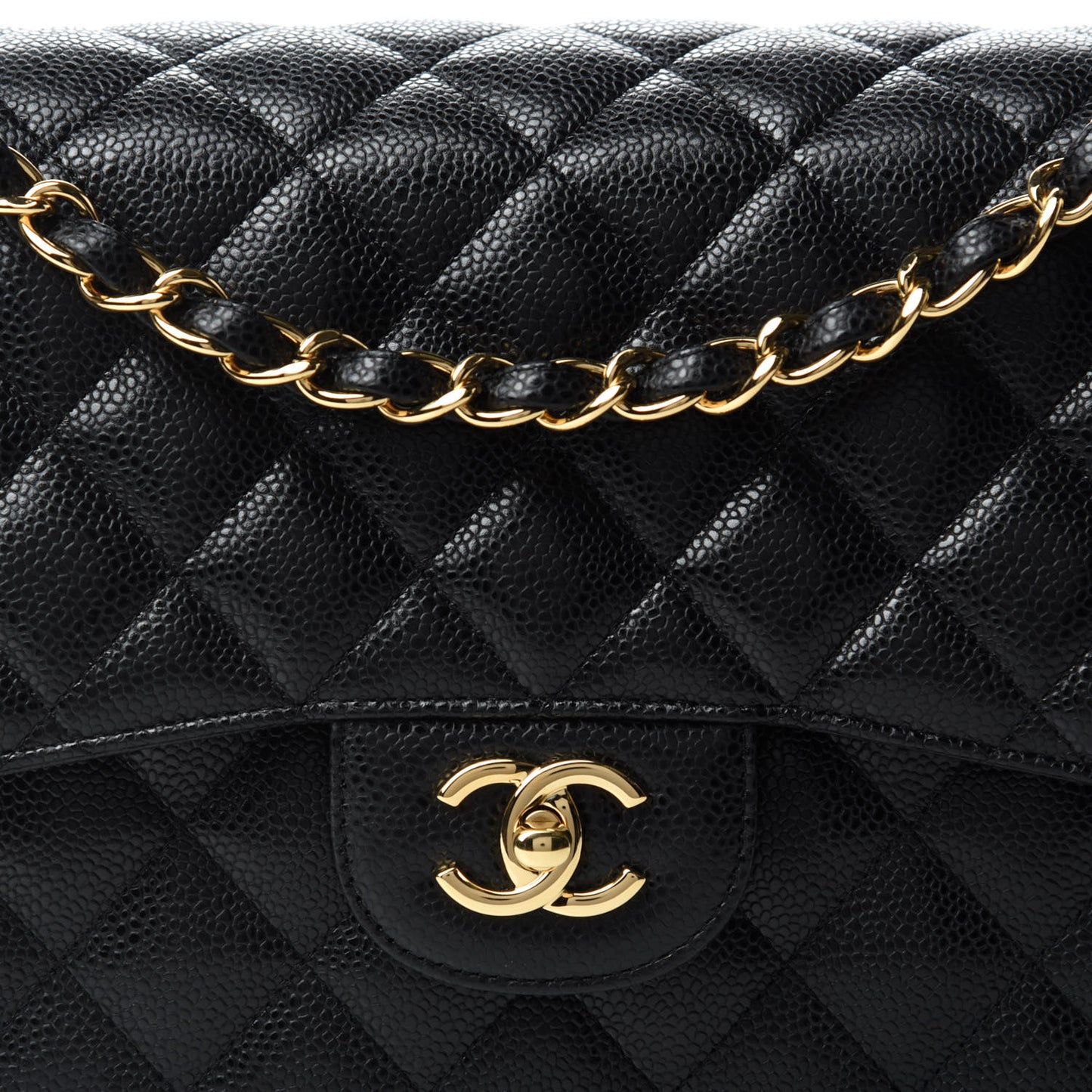 Caviar Quilted Jumbo Double Flap Black