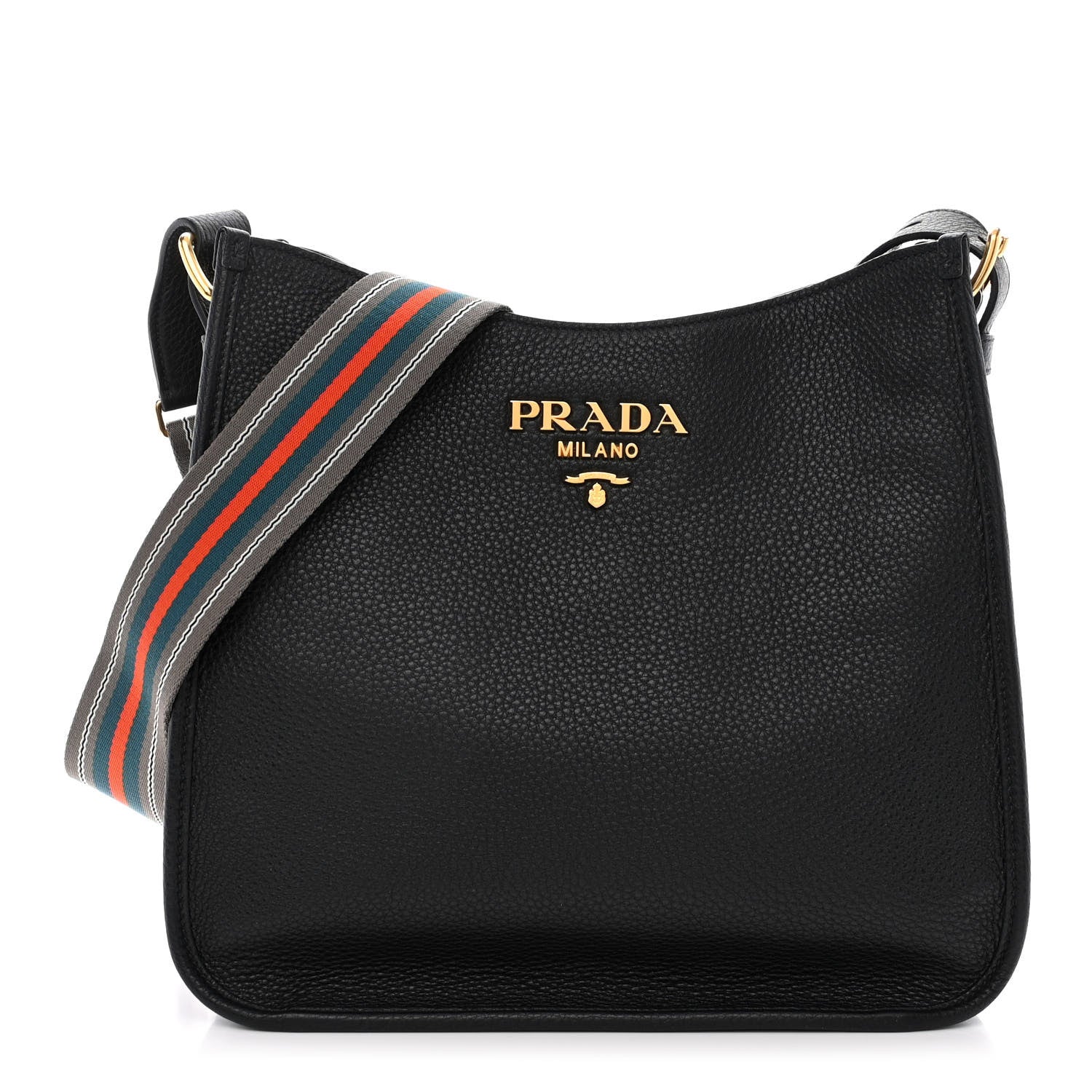 Prada Vitello Daino Hobo Messenger Bag Black 1 of 11