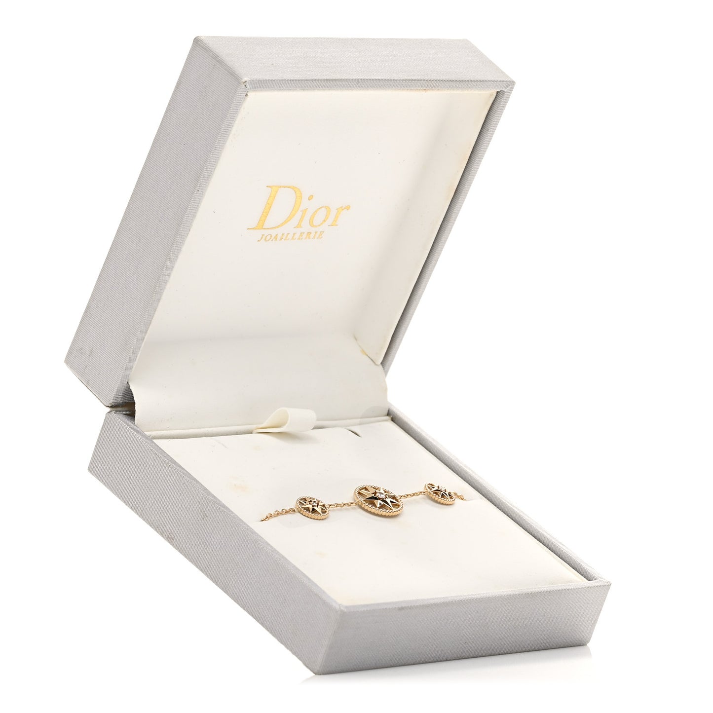18K Yellow Gold Diamond Mother of Pearl Rose Des Vents 3-Station Bracelet
