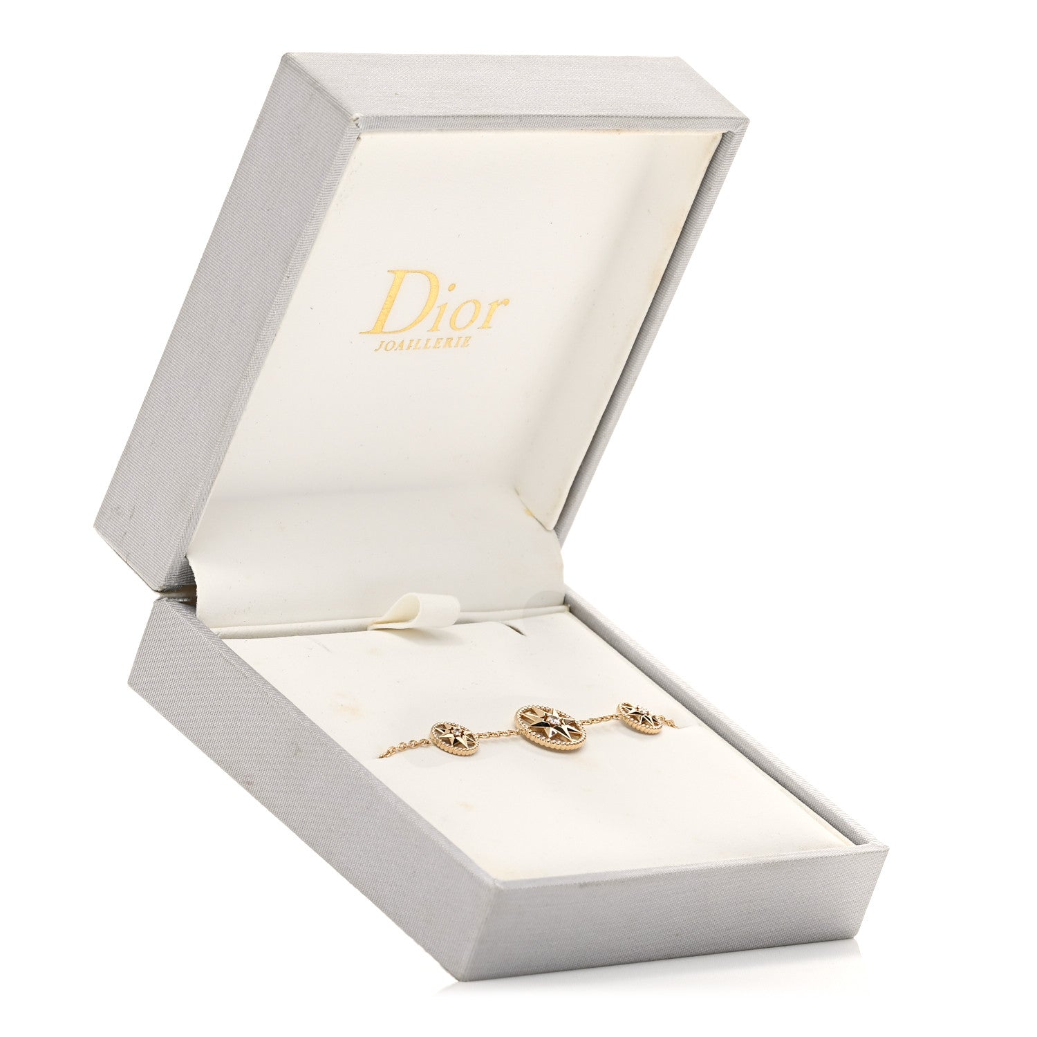 Christian Dior 18K Yellow Gold Diamond Mother of Pearl Rose Des Vents 3-Station Bracelet 6 of 6